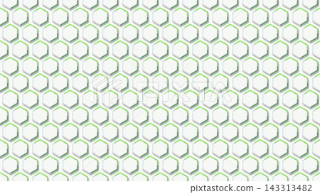 Minimal honeycomb hexagon grid, white relief cells, green accent borders, seamless geometric pattern Minimal honeycomb hexagon grid, white relief cells, green accent borders, seamless geometric pattern 143313482