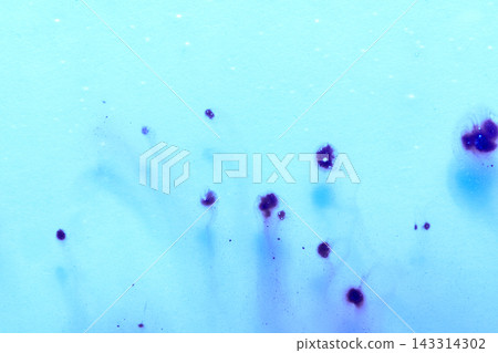 Blue Ink Droplets Diffusing Outward On Cyan Paper Background In Closeup Studio Setting Showing Blue Ink Droplets Diffusing Outward On Cyan Paper Background In Closeup Studio Setting Showing 143314302