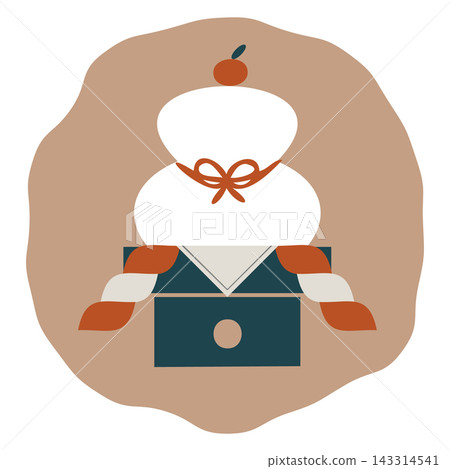 Retro and cute Japanese-style New Year's icons (New Year's cards, celebratory, lucky charms, Japanese style, accent, materials) 143314541