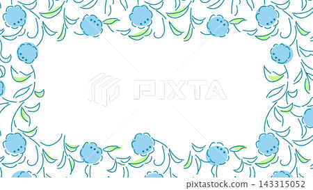 Light blue and green botanical floral frame (16:9 web banner background material) Light blue and green botanical floral frame (16:9 web banner background material) 143315052