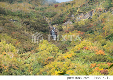 長野縣小谷村,栂池自然公園的秋葉,白馬乘鞍山山坡上的瀑布 長野縣小谷村,栂池自然公園的秋葉,白馬乘鞍山山坡上的瀑布 143315219