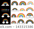 A set of simple, hand-drawn rainbow vector illustrations. A set of simple, hand-drawn rainbow vector illustrations. 143315386