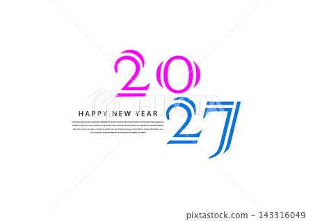 Happy New Year 2027 Minimalist Greeting Card Design With Colorful Typography And Modern Layout Happy New Year 2027 Minimalist Greeting Card Design With Colorful Typography And Modern Layout 143316049