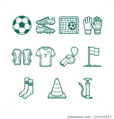 Soccer Equipment Icon Set Soccer Equipment Icon Set 143316327