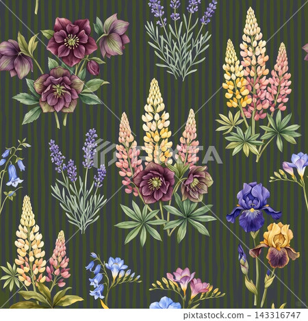 Collection of lush vintage floral seamless repeat surface patterns Collection of lush vintage floral seamless repeat surface patterns 143316747