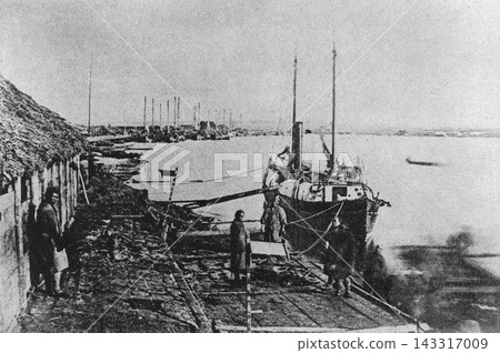Old photograph, 1879, showing the mouth of the Ishikari River as seen from the Honmachi district in what is now Ishikari City, Hokkaido. Old photograph, 1879, showing the mouth of the Ishikari River as seen from the Honmachi district in what is now Ishikari City, Hokkaido. 143317009