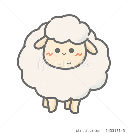 簡單可愛的綿羊角色 2：羊年迷你角色插畫（有陰影） 143317143