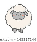A simple and cute sheep character; a mini-character illustration for the Year of the Sheep; with shadows. 143317144