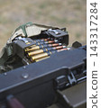Close Up of Linked Ammunition Belt for Heavy Machine Gun 143317284