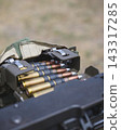 Close Up of Linked Ammunition Belt for Heavy Machine Gun 143317285