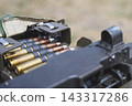 Close Up of Linked Ammunition Belt for Heavy Machine Gun 143317286