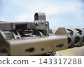 Close Up of Heavy Machine Gun Iron Sight and Barrel 143317288