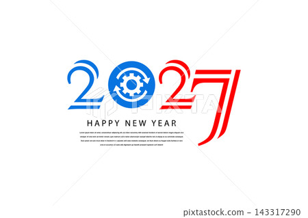 Happy New Year 2027 Minimalist Graphic With Gear Icon Representing Innovation Progress And Celebration Happy New Year 2027 Minimalist Graphic With Gear Icon Representing Innovation Progress And Celebration 143317290
