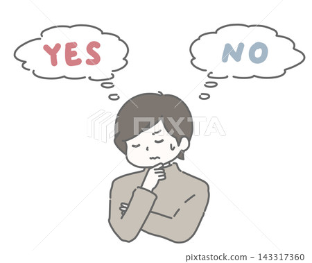 男人難以抉擇,不知該說「是」還是「否」。 男人難以抉擇,不知該說「是」還是「否」。 143317360
