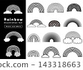 A set of simple, hand-drawn rainbow vector illustrations. Black and white version. A set of simple, hand-drawn rainbow vector illustrations. Black and white version. 143318663