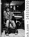 Drunken Man Having a Wild Laugh in Bathroom 143319350