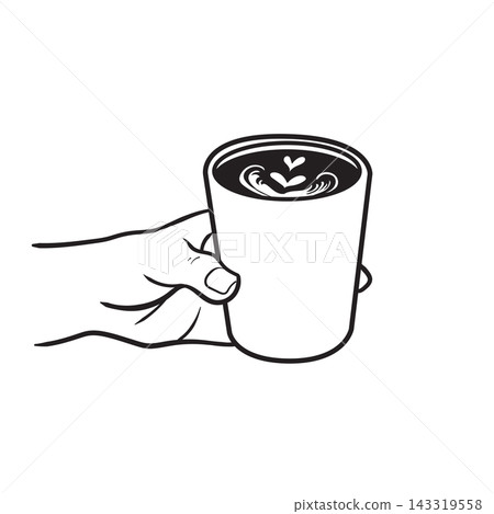 Hand Holding Coffee Cup Latte Art Hand Holding Coffee Cup Latte Art 143319558