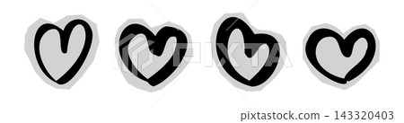 Sketched heart icon sticker cut out of paper Sketched heart icon sticker cut out of paper 143320403