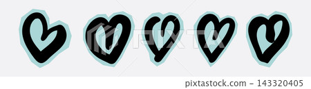 Sketched heart icon sticker cut out of paper Sketched heart icon sticker cut out of paper 143320405