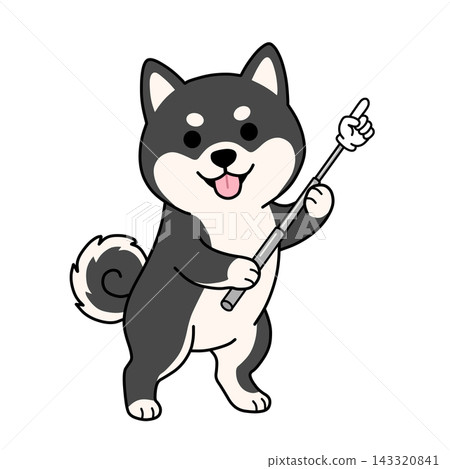 An illustration of a cute black Shiba Inu (Shiba Inu) holding a pointer and giving directions and explanations. An illustration of a cute black Shiba Inu (Shiba Inu) holding a pointer and giving directions and explanations. 143320841