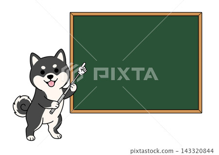 Illustration of a black Shiba Inu pointing at a blackboard with a pointer stick (copy space) Illustration of a black Shiba Inu pointing at a blackboard with a pointer stick (copy space) 143320844