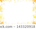 White frame with pale yellow orange autumn leaves by side 143320918
