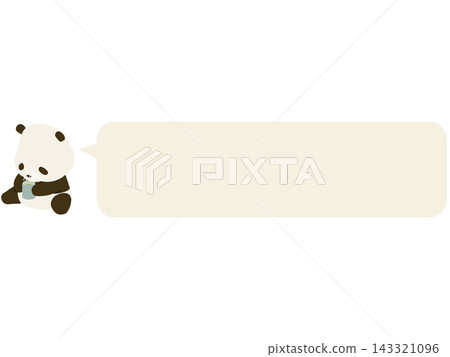 A panda drinking tea. (With speech bubble) 143321096