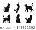Set of black cat silhouette isolated on white background. 143321392