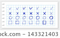 Check marks hand drawn doodle vector set. 143321403