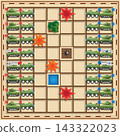 Stylized chess on a military theme. Side view. Vector illustration.  143322023