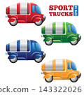 Set of sports trucks. Isolated on white background. Vector illustration. 143322026
