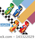 Sports planes at the finish. Side view. Vector illustration. 143322029