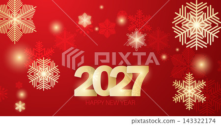 Festive New Year 2027 greeting card design. Vector Festive New Year 2027 greeting card design. Vector 143322174