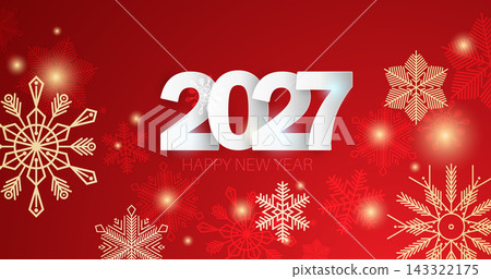 Festive New Year 2027 greeting card design. Vector Festive New Year 2027 greeting card design. Vector 143322175