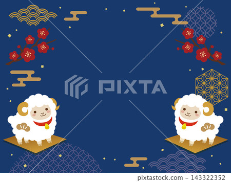 Cute sheep decoration and plum blossom background Cute sheep decoration and plum blossom background 143322352