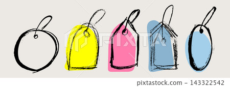 Hand drawn paper label, tag price isolated Hand drawn paper label, tag price isolated 143322542