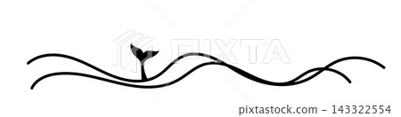 Whale tail in sea waves icon Whale tail in sea waves icon 143322554