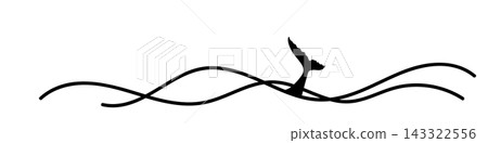 Whale tail in sea waves icon Whale tail in sea waves icon 143322556