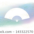 淺色背景。日式扇子和流水的向量圖。 143322570