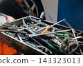 Assorted mechanic tools are ready for use in a full metal toolbox 143323013
