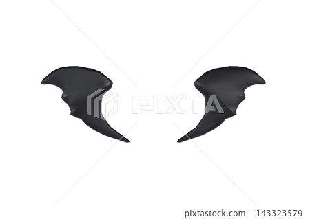 A cool 3D illustration of black devil wings on a white background. A cool 3D illustration of black devil wings on a white background. 143323579