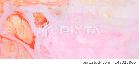 Pale pink fluid art background with white liquid paints and peach cellular patterns Pale pink fluid art background with white liquid paints and peach cellular patterns 143323860