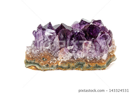 Amethyst Crystal Druse macro mineral on white background Amethyst Crystal Druse macro mineral on white background 143324531