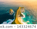 Aerial view on tropical coast Kelingking Beach with turquoise sea in Nusa Penida island, Bali 143324674
