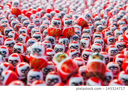 Many small daruma doll figures decor in Katsuo-ji temple, Osaka Many small daruma doll figures decor in Katsuo-ji temple, Osaka 143324717