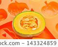 Making Halloween sweets: Ingredients, pumpkin seeds, and cross-section 143324859