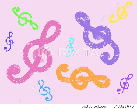 Colorful treble clef on a pink background Colorful treble clef on a pink background 143325670