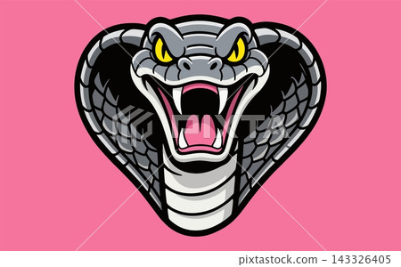 Fierce Grey Cobra Snake Mascot Graphic Illustration Fierce Grey Cobra Snake Mascot Graphic Illustration 143326405
