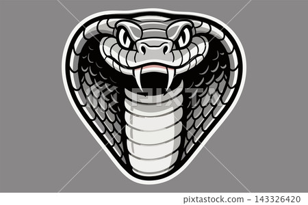 Fierce Grey Cobra Snake Mascot Sticker Design Fierce Grey Cobra Snake Mascot Sticker Design 143326420