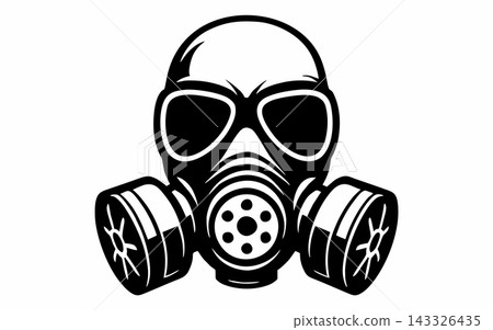 Black and White Tactical Gas Mask Vector Illustration 143326435